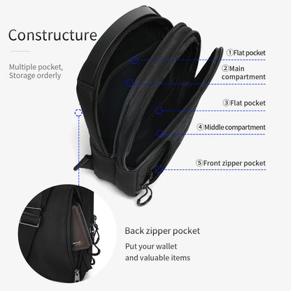 Lifetime Warranty Chest Bag For Men Cool Style Men Shoulder Bag 9.7inch IPad Bag Casual Male Crossbody Bag Lightweigt Mini Bags