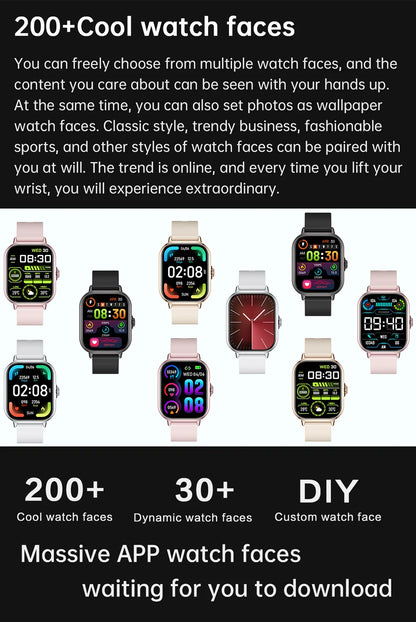 2025 2.01'' Smart Watch Bluetooth Call Play Music Smartwatch Fitness Clock Sport Waterproof Watches for Men Women iPhone Android