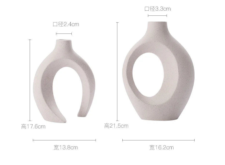 Hollow Nordic Modern Plastic Vase Set of 2 for Modern Home Decor,Modern Boho Hollow Flower Vases for Living Room Bookshelf