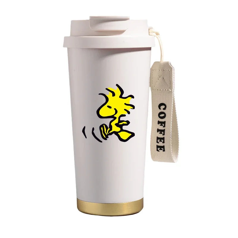 500ml Snoopys Stainless Steel Insulated Water Bottle Anime Kawaii Portable Travel Outdoor Car Tea Coffee Mug Cold Thermos Cup