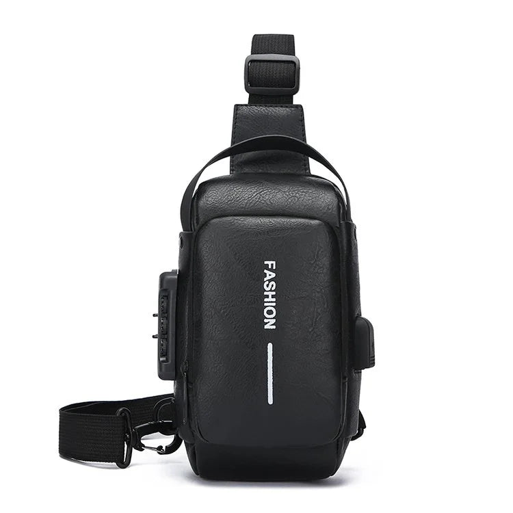 Men's Multifunction Anti-theft USB Chest Bag, Sling Shoulder Bag, Password Lock Crossbody Bag Suitable for Cycling
