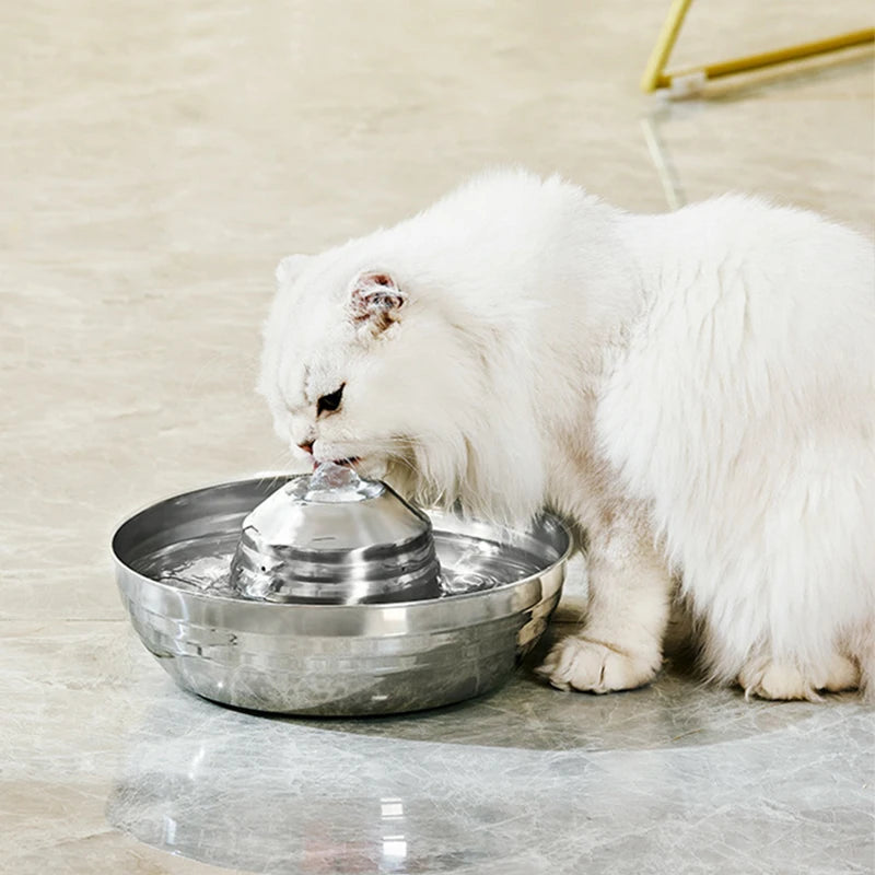 Stainless Steel Cat Fountain Filter Water Drinking Fountain Pet Cat Dog Ultra-Quiet Automatic Fountains and Filter Cats Drinker