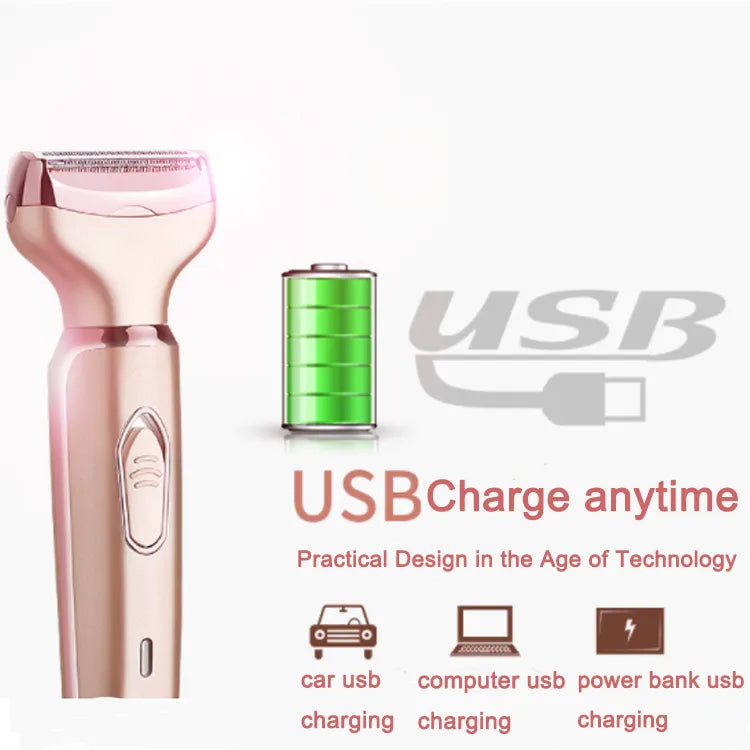 Professional 2 in 1 Epilator Electric Razor Hair Removal for Women Painless Face Shaver Bikini Pubic Hair Trimmer Machine Tools
